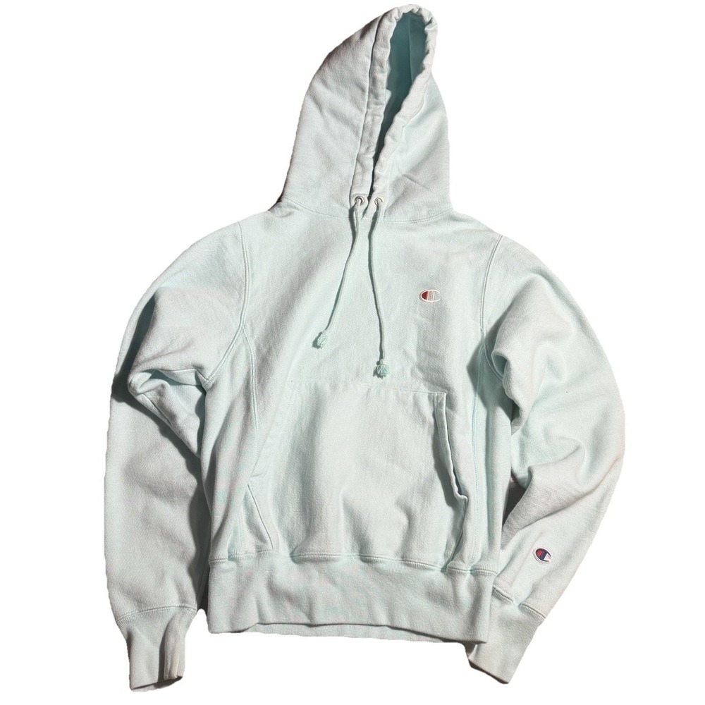 Champion Reverse Weave Hoodie XS Mint Green Small Logo Pullover Sweatshirt
